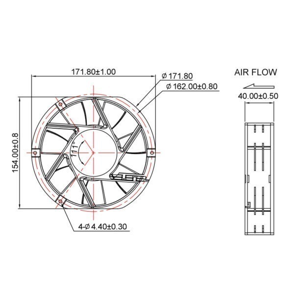 axial fan size 170x40mm