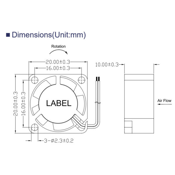 small fan size 20x20x10mm