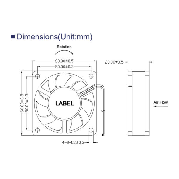 size 60x60x20mm