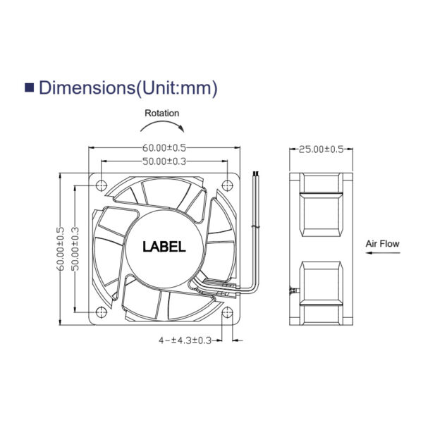 axial fan size 60mm