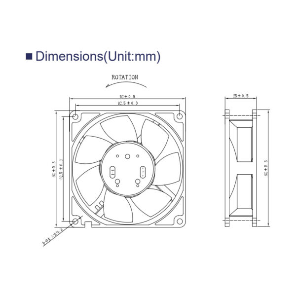dc fan size 92x25mm
