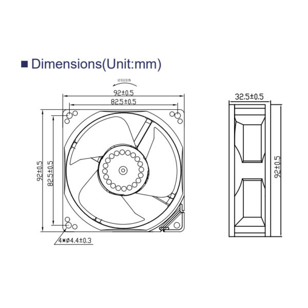 fan size 92mm x 32mm